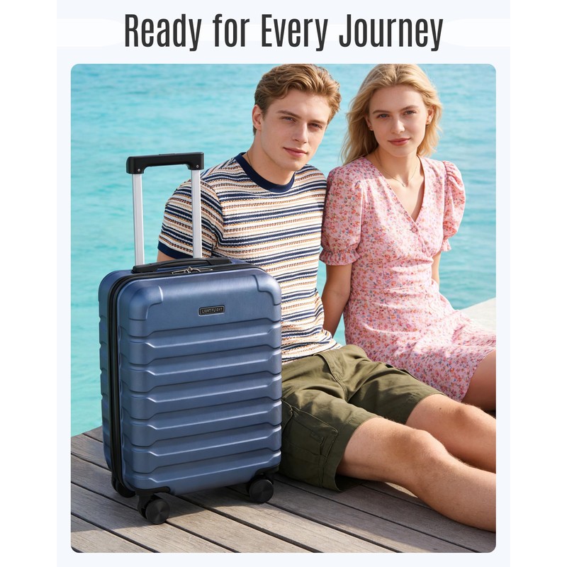 LIGHT FLIGHT Carry On Luggage 22x14x9 Airline Approved Suitcase,Royal Blue