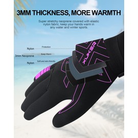 XUKER Neoprene Gloves Women Men, 3mm Wetsuit Dive Gloves Keep Warm for Diving Scuba Kayaking Snorkeling Swimming Water Sports,XS