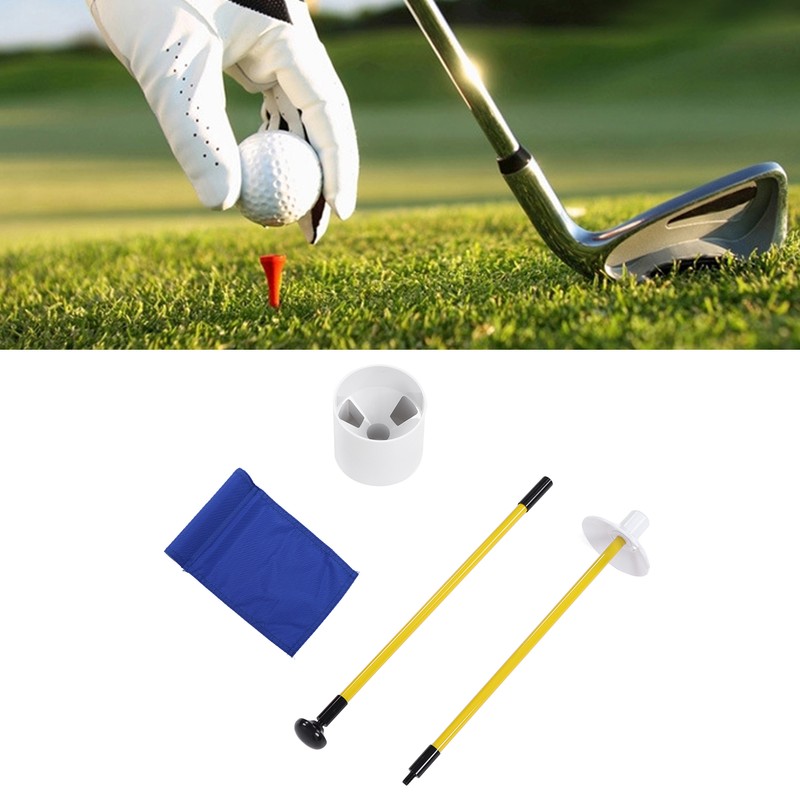 Practice Golf Hole Pole Cup Flag Stick Detachable 2 Section