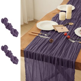 Leetaltree 2 Pack Purple Cheesecloth Table Runner, 35x120 Inch Boho Rustic Cheese Cloth Table Runner, Decorative Table Runners for Bridal Baby Shower Decorations or Wedding Table Decorations