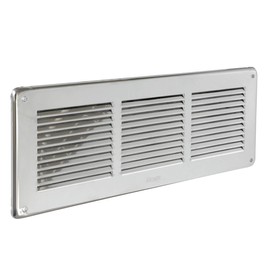 La Ventilazione GIN30R Stainless Steel Ventilation Grille 430 Rectangular Overlap with Anti-Bug Mesh, Dimensions 340 x 140 mm