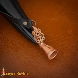 Lord of Battles Viking Genuine Blowing Horn | Medieval Gjallarhorn with Intricate Lost-wax Cast Bronze Mouthpiece