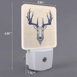 LED Night Light,Beautiful Cartoon Deer Head LED Night Light Plug into Wall with Dusk to Dawn Light Sensor White Energy Efficient Nightlight for Bedroom Bathroom Hallway Living Room Kitchen