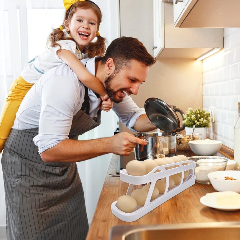 Rolling Egg Dispenser For Refrigerator, Egg Holder Space Saving Automatic