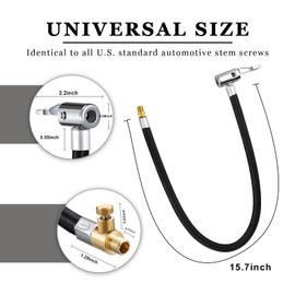 JUSTTOP Flexible Tire Valve Extension Adapter, 16" Inflator Hose Chuck Adapter for Quick Inflation, Brass Locking Air Chuck High-Pressure Extension Tube for Car Motorcycle Bike