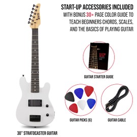 LyxPro CS 30” Electric Guitar Kit for Beginner, Intermediate & Pro Players with Guitar, Amp Cable, 6 Picks & Learner’s Guide | Solid Wood Body, Volume/Tone Controls, 5-Way Pickup - White