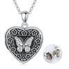 AOBOCO Heart Locket Necklace That Holds Pictures Sterling Silver Flower