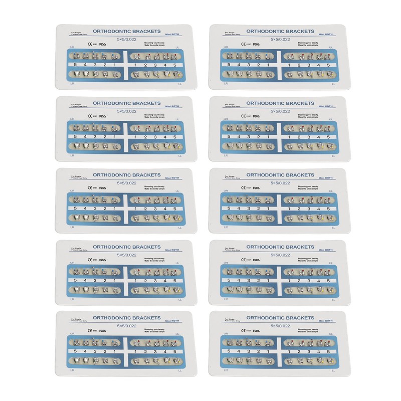 10 Sheets Teeth Brackets Mini Roth Bracket 0.022in 3 Hooks