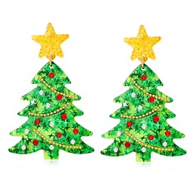 Christmas Earrings Colorful Christmas Tree Dangle Earrings for Women Cute Xmas Tree Drop Earrings for Women Decoration Jewelry Holiday Party Decorations Women Accessories