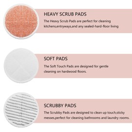 Spinwave Mop Pads Replacement Set Compatible with Bissell Spinwave 2039A 2124: 4 Heavy Scrub Pads, 2 Soft Pads, 2 Scrubby Pads by BeiLan (8Pack)