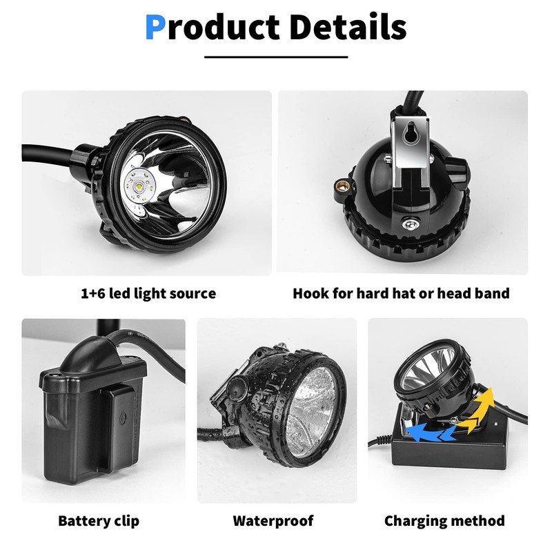 Safety Mining Light Professional Rechargeable Mining Headlamp, 1+6 LED Super