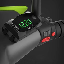 Meichoon 3 in 1 Car Digital Clock Voltmeter Thermometer 12V Waterproof Battery Voltage Monitor LED Large Screen Display for Motorcyclea Electric Vehicles Green