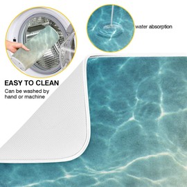 Kitchen Dish Drying Mat Tropical Sea Beach Starfish Seashell Absorbent Washable Dish Drying Pad Drainer Rack Mat Heat Resistant Counter Protector for Glass Plate Cup Pan 18x24in