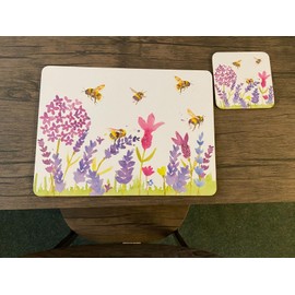 Sets of 4 Placemats with 4 Matching Coasters (Bumble Bee Placemat and Coaster Set)
