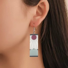 KitsKap Tanjiro Earrings Hanafuda Tanjiro Cosplay Earrings Anime Jewelry Accessories (Dangle)