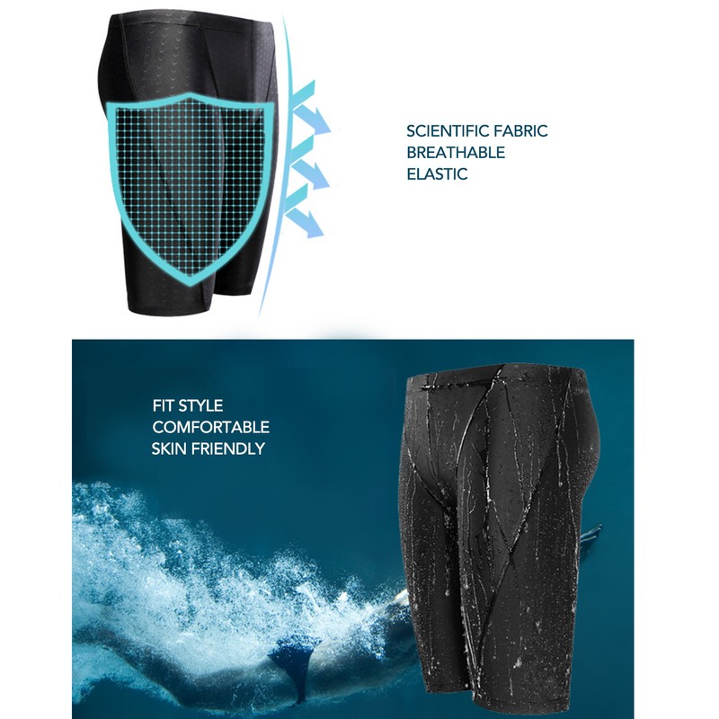 Men Swim Shorts and Cap Waterproof Adjustable Waist Strap Quick