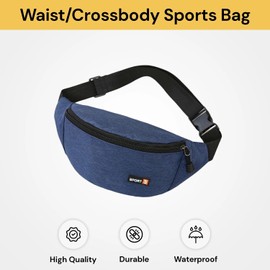 EZONEDEAL Fanny Packs for Women Men - Adjustable Crossbody Bag,Sling Bag - Belt Bag for Women Multiple Compartments Waterproof Waist Bag Chest Bag,Waist Pack for Camping,Travel Outdoor (Blue)