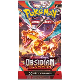 Pokémon Trading Card Game: 3-Pack (Friedwuff) Karmesin & Purpur – Obsidianflammen, 3 x Booster Packs and 1 x Holographic Promo Card (German Version)