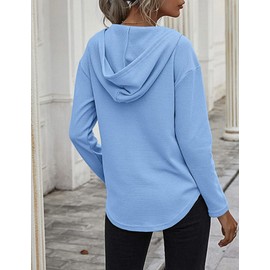 morhuduck Womens Long Sleeve Hoodies Sweatshirt Pullover Tops Clothing Trendy 2024, Blue M