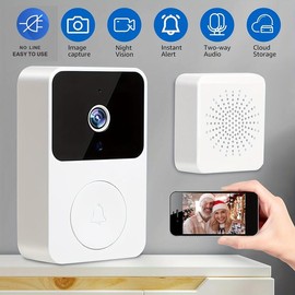Wireless Smart Video Doorbell Camera, Intelligent Security & Surveillance System With Bi-Directional Voice Intercom, 2.4G WiFi, 38 Ringtone Options, Infrared Night Vision, Real-Time App Viewing, Secure Home Surveillance - Color: black
