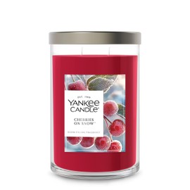 Yankee Candle Large Tumbler Scented Candle with up to 80 Hour Burn Time, Premium Plant Wax Blend for Consistent Burn, 20 oz Tumbler Candle with Room Filling Fragrance, Cherries on Snow