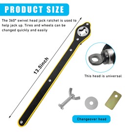 Suvnie Car Jack Ratchet Wrench, 360° Swivel Labor-Saving Scissor Jack Wrench, Jack Lift Speed Handle Tool with Forward and Reversal Knob, Universal Car Accessories