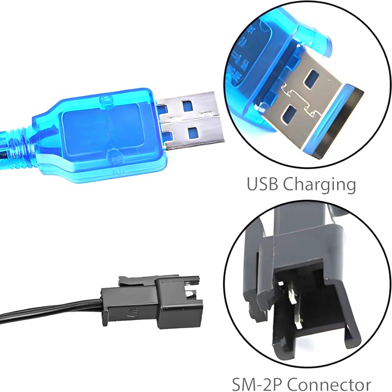 2 PackUniversal 3.7V USB Charger Cable with SM-2P Plug for