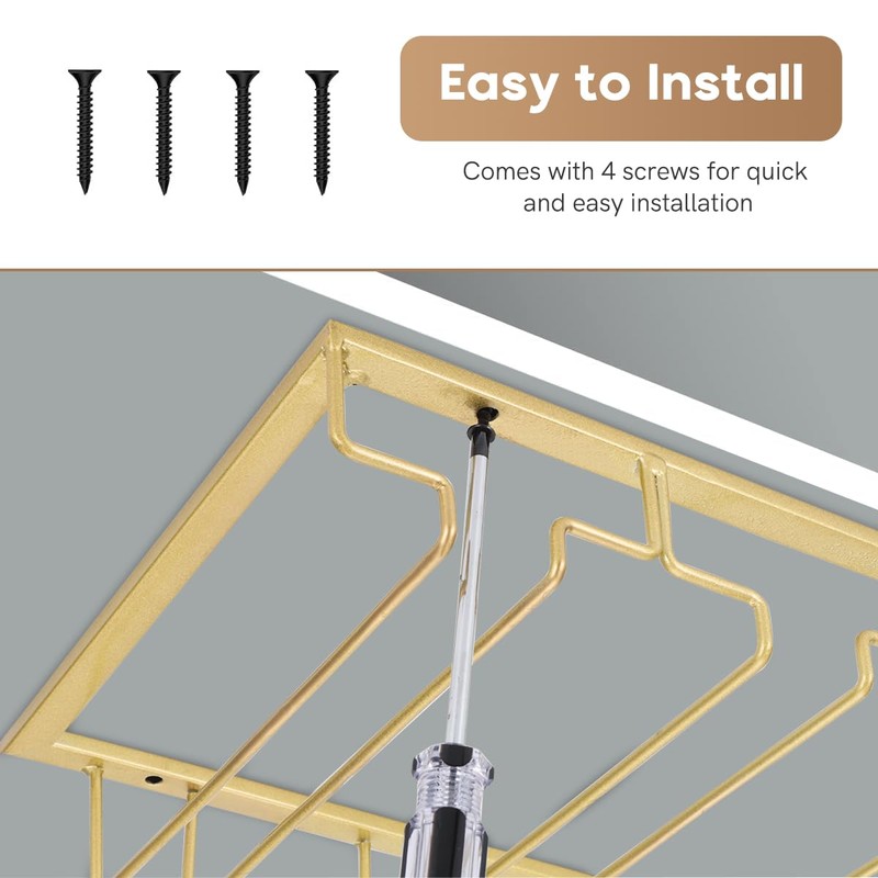 Xverycan Wine Glass Rack Under Cabinet, 6 Row Extreme Large