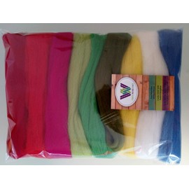 Assorted Colours* 100% Merino Wool Tops for Wet & Dry Felting, Packs of 90 Grams, (Spring 90 g)
