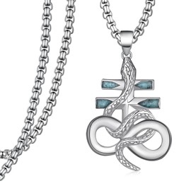 Zaruiqun Satanic Necklace S925 Sterling Silver Leviathan Necklace Satanic Jewelry Gifts for Men Women