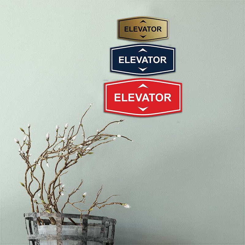 Fancy Elevator Up & Down Arrows Sign (Brushed Gold) -