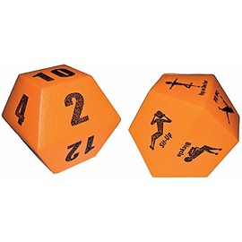 1-Pair of 10 Sided Foam Fitness Dice (1 die with 10 Numbers, 1 die with 10 Exercises)