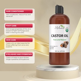 Organic Castor Oil-100% Pure Cold-Pressed Beauty & Skincare Serum-Eyelash & Eyebrow Hair Growth Enhancer-Natural Conditioner