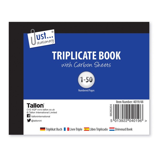 Just stationery Half Size Triplicate Book Notebook, Multi, 1-Pack, 4019