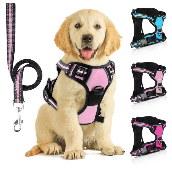 SIBOTER Dog Harness with Dog Lead, Reflective Dog Harness for