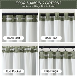 RYB HOME Sage Green Velvet Curtains 108 inch, Room Darkening Green Window Curtains with Multiple Hanging Options Heavy Duty Plush Blackout Backdrop for Bedroom Guest Room, W48 x L108 inch, 1 Panel
