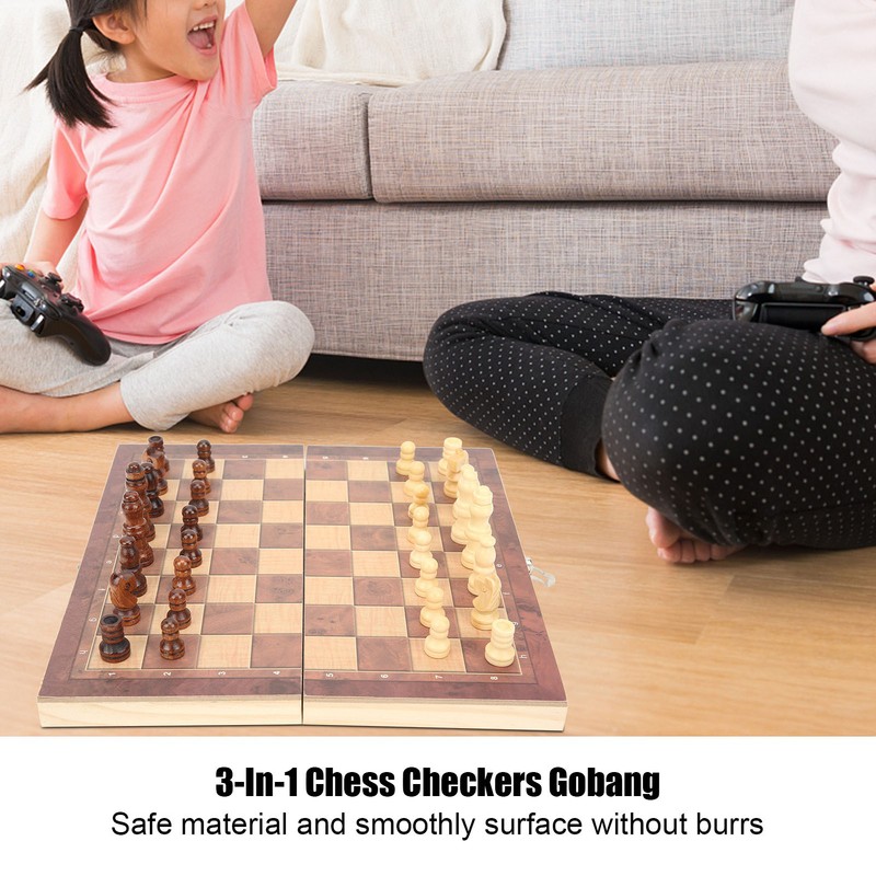 3‑In‑1 Chess Checkers Gobang Folding Chess Board Portable Interactive Chess