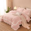 Jolusere Ruffle Comforter Set Queen Pink 3 Pieces Shabby Chic