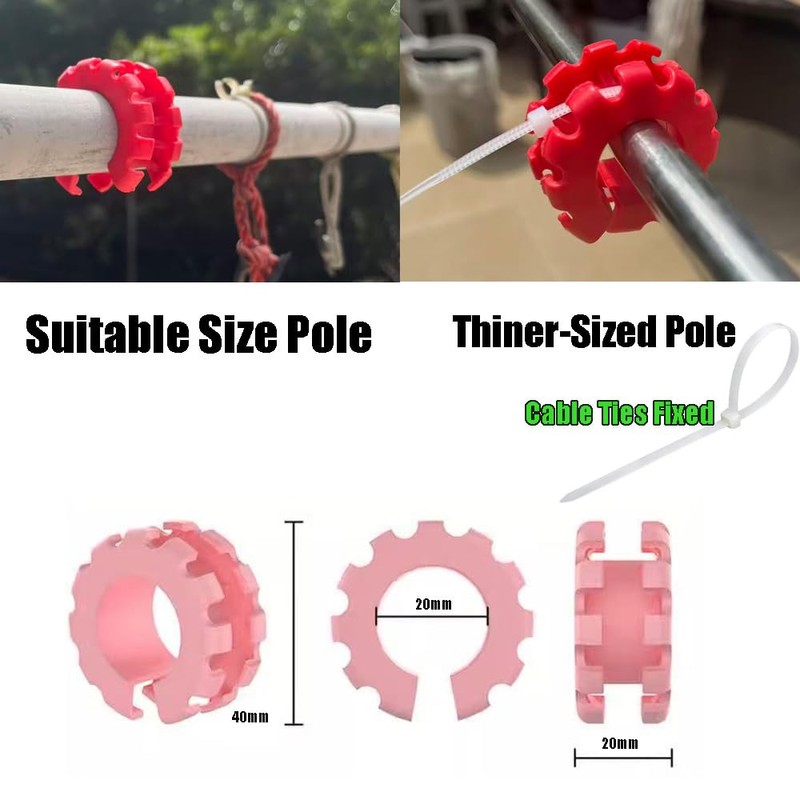 Vikooyes 5+1Pcs Silicone Clothes Hanger Fixed Ring Hook Windproof Clothes