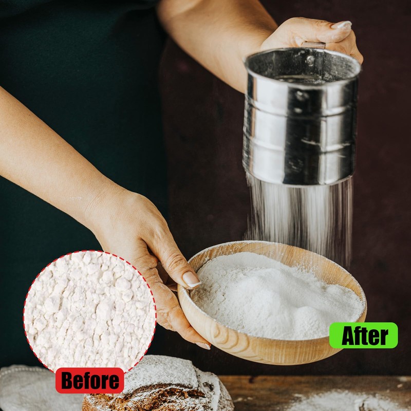 Fsaklaskdy Powdered Sugar Shaker, Fine Flour Sieve One-Hand, Icing Sugar