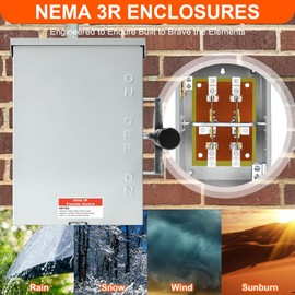 200 Amp Generator Transfer Switch, 120/240V 48000W Manual Transfer Switch for Home Generator, with Neutral Terminal, for Outdoor and Indoor, Multiple Security Protections (200A-2 Pole)