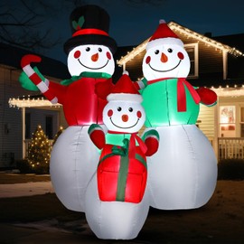 Shappy 6 ft Christmas Inflatables Outdoor Decorations, Build in LED Lights, Santa Claus Snowman Tree Blow up Yard Decoration Xmas Inflatables for Indoor Outdoor Lawn Garden Yard(Snowman)