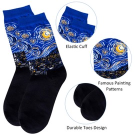 Chalier Womens Fun Socks Famous Painting Patterned Art Socks & Printed Cool Novelty Funny Socks for Women(purple)