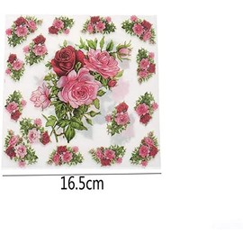 Acewen 20Pcs/Pack Flower Napkins Green Leaves Disposable Party Paper Napkins for Restaurant Coffee Shop Tableware Tissue Decoupage Decoration Birthday Wedding Christmas Party Table Decor
