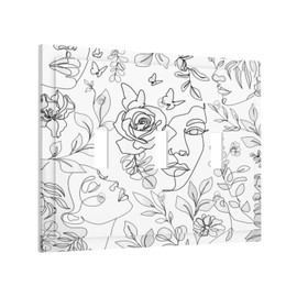 Art Line 3-Gang Toggle Light Switch Cover Black White Decorative Wall Plates Cover Triple Toggle Electrical Switch Plates Faceplate for Art Home Decor