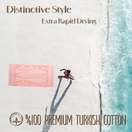 AVO Bliss Turkish Beach Towel Turkish Bath Towel Turkish Pool Towel 36x69 inches 100% Cotton Super Soft Sand Free Quick Dry Oversized Lightweight Compact Travel Made in Turkey (Turquoise-Three Fish)