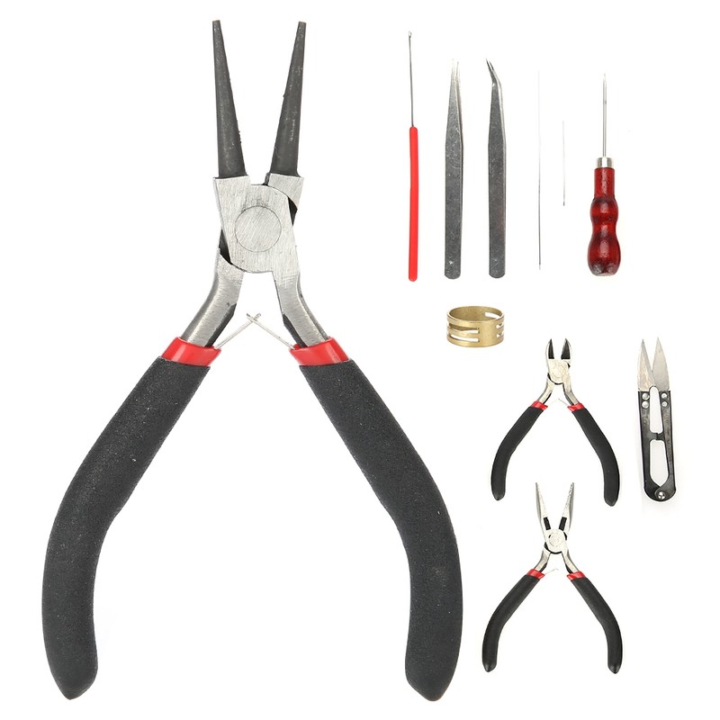 11 Pcs DIY Jewelry Tool Set Pliers Tweezers Ring Crochet