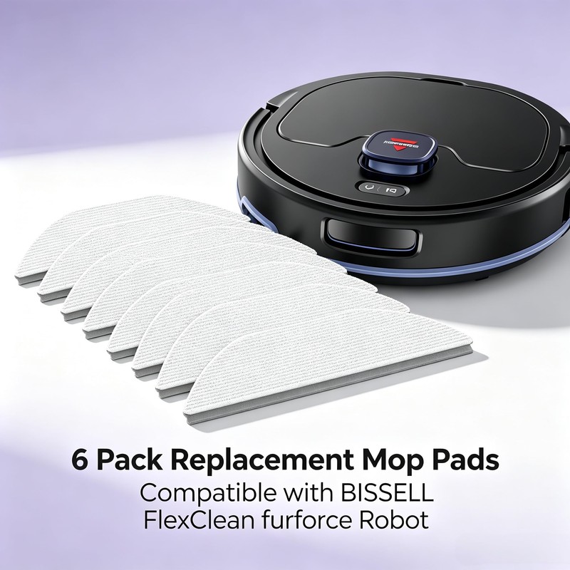 Mop Pads Compatible with Bissell FlexClean FurForce Robot-6 Pcs