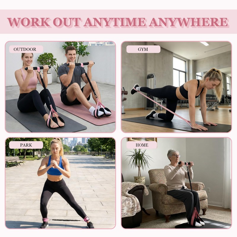 HIMESPORNER Multifunction Pedal Resistance Band with Handle and Ankle Straps,