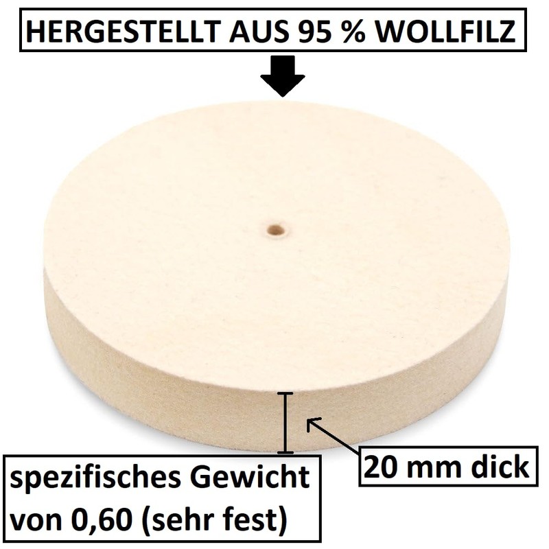 Polishing Wheel for Felt Sanding Block (95% Wool) with Hole,